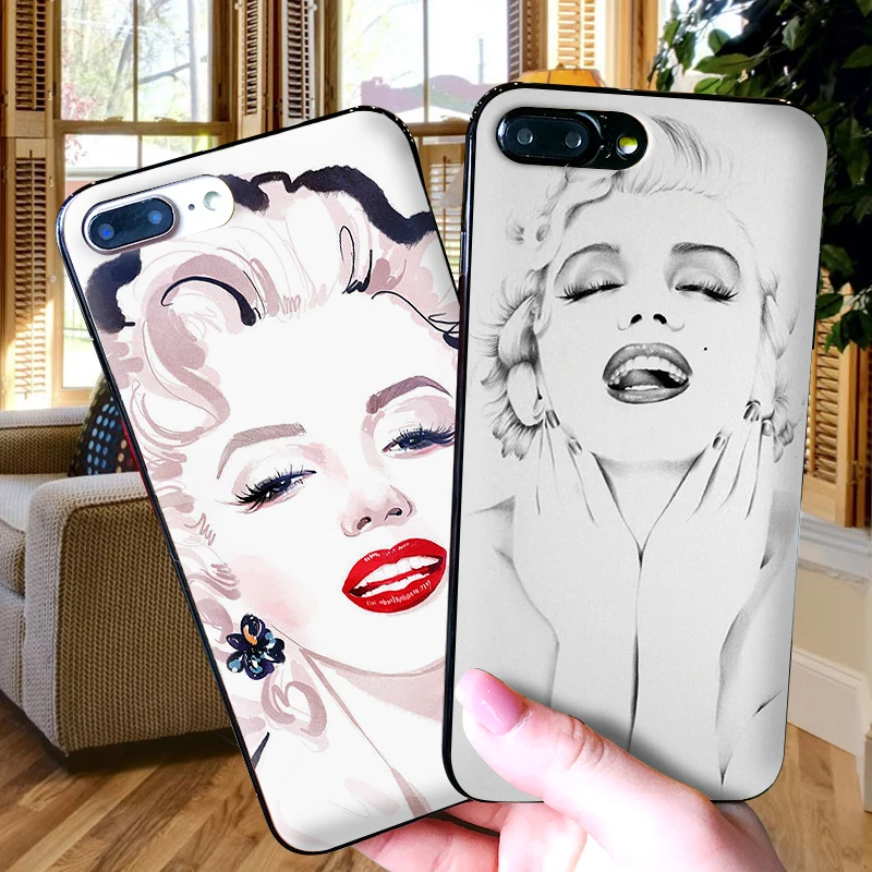 Чехол для iPhone 6 6S plus чехол роскошный черный 5 5S SE 7 8 Plus X XS Max XR Мэрилин Монро |
