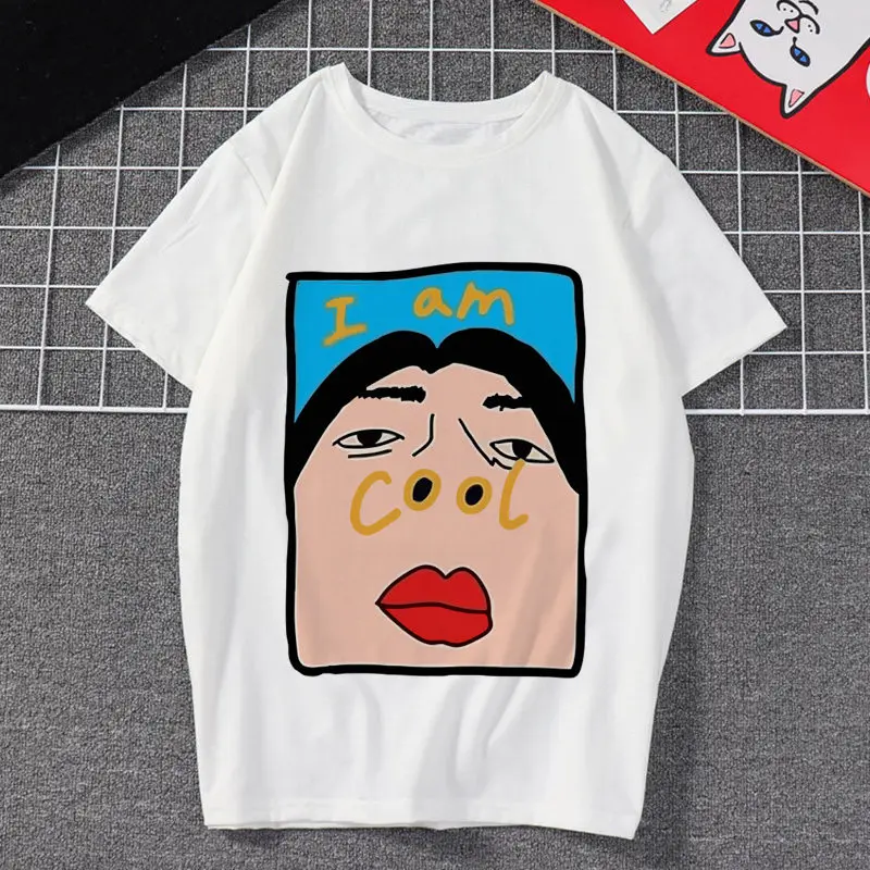 Женская футболка I'm cool с принтом шрифтов Harajuku забавная Повседневная Уличная