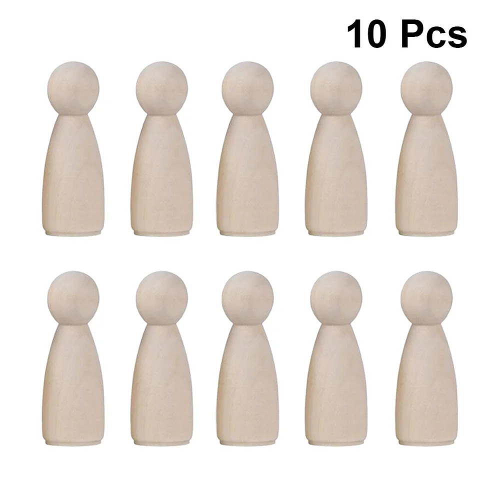 

10pcs Small Wooden Man Doll Children Graffiti Puppet Toys (65mm Girl)