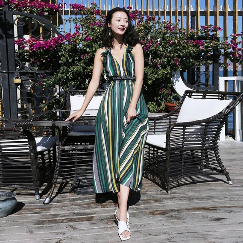 Новинка летнее пляжное макси платье 2020 глубокий v образный вырез без рукавов