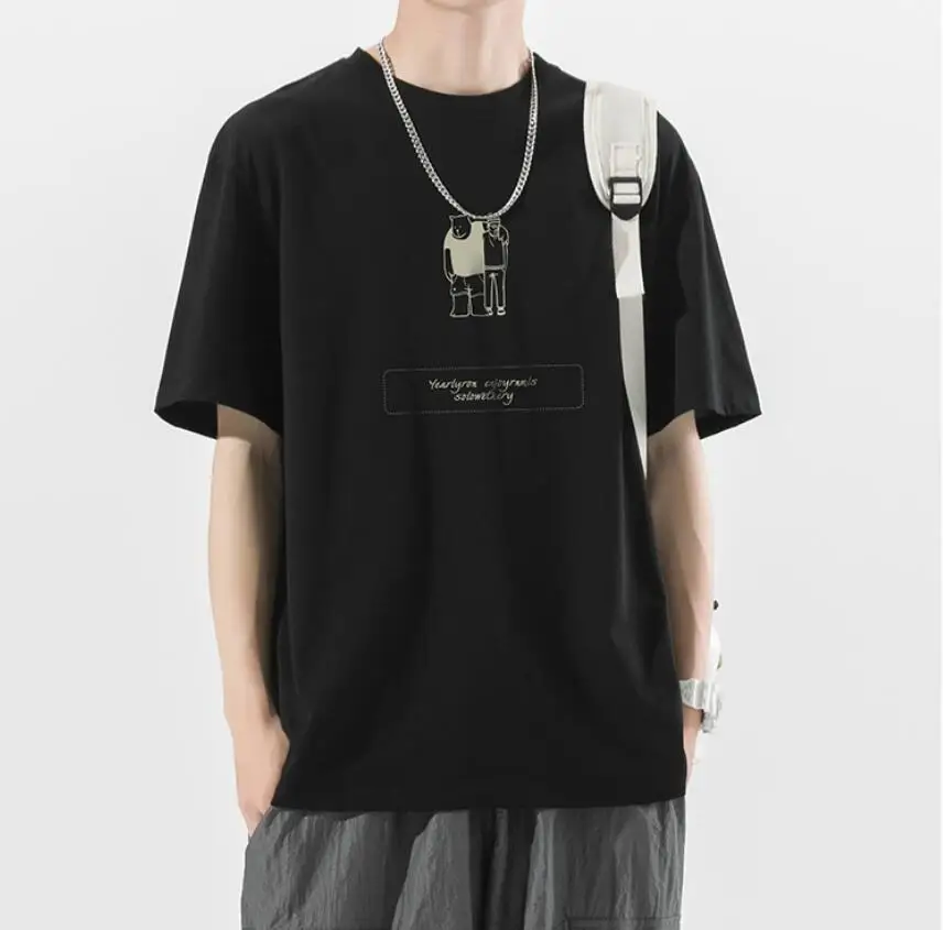 

2021 Summer Men Cotton T-Shirt Casual Short Sleeve O-Neck T Shirt Comfortable Tops Tees