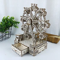 3d puzzle ferris wheel music box creative wooden mechanical model desktop set decoration toy christmas 2021 new year gift