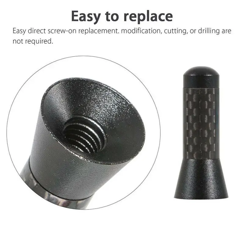 2019 черный алюминий 1 4 &quotStubby углеродного волокна автомобиля AM/FM радио антенна +