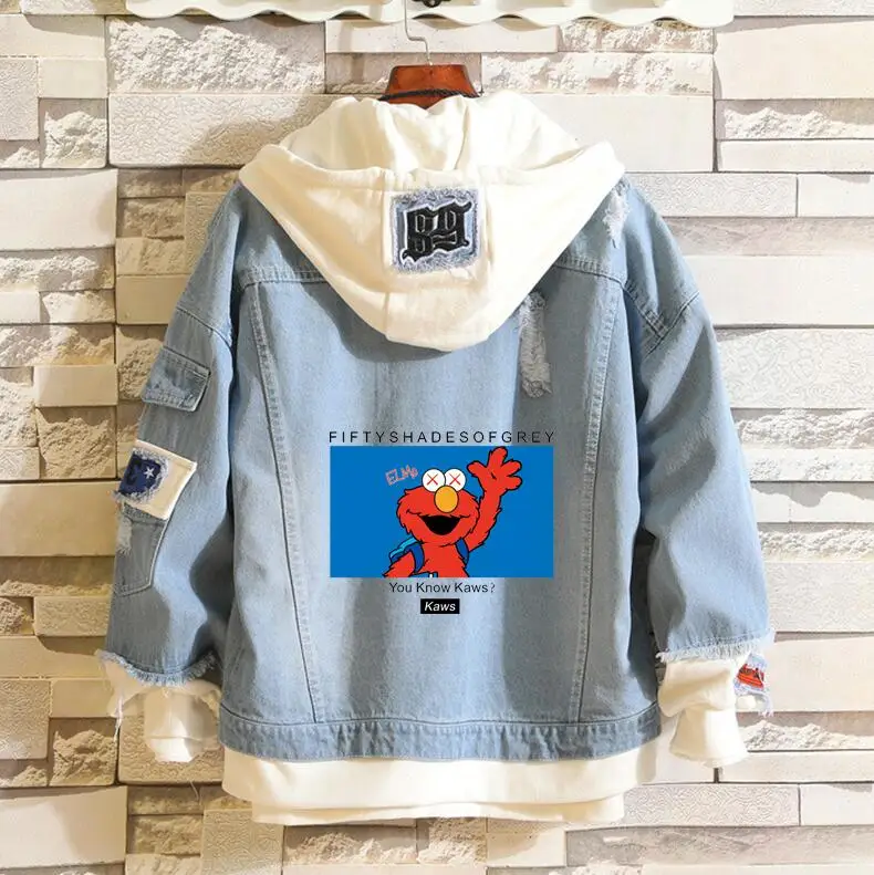 6 Sesame джинсовая куртка Elmo Косплей Весна Осень Джинсы толстовка с капюшоном для мужчин и женщин костюм Хэллоуин Верхняя одежда Пальто - Цвет: 6