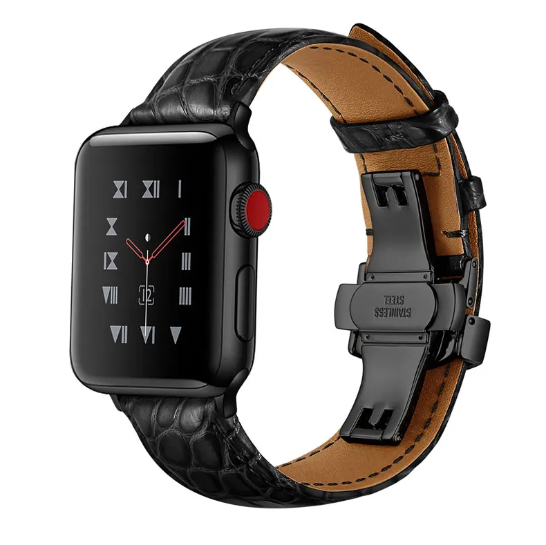 Ремешок для apple watch 42 мм 38 мм 44 мм 40 мм Италия Аллигатор Высокое качество Натуральная кожа apple watch 4 5 3 2 iwatch браслет