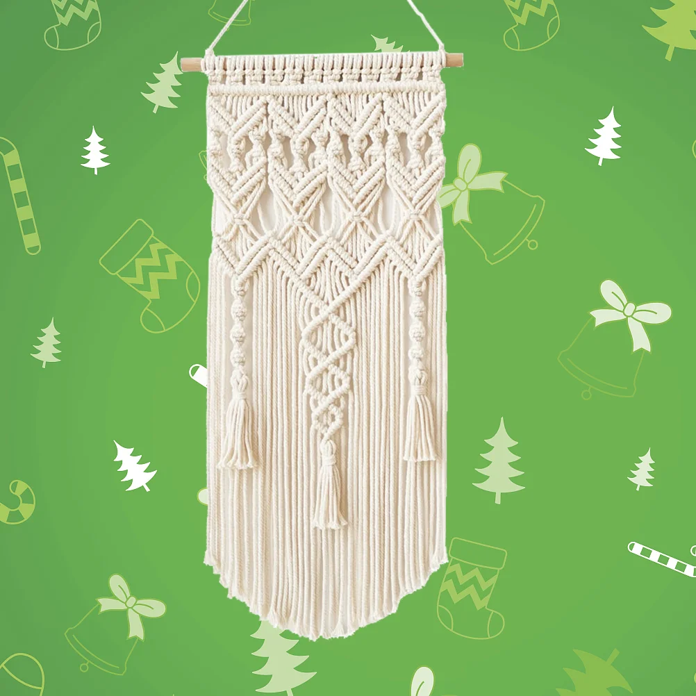 

Настенный гобелен с кисточками, гобелен ручной работы, хлопковая веревка, богемный гобелен, Декор (стиль 1)