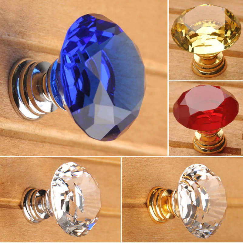 30 мм Алмазное Хрустальное стекло для ящиков дверей шкафов ручки вытяжных ручек