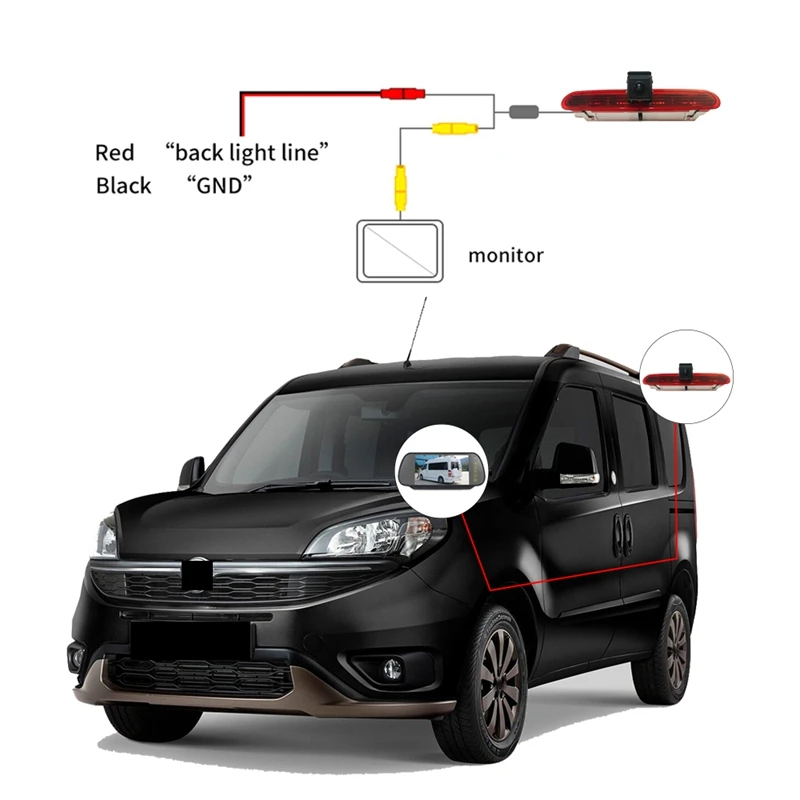 Car Waterproof High Brake Light Reversing Camera Rear View for Fiat Doblo Opel Combo | Автомобили и мотоциклы