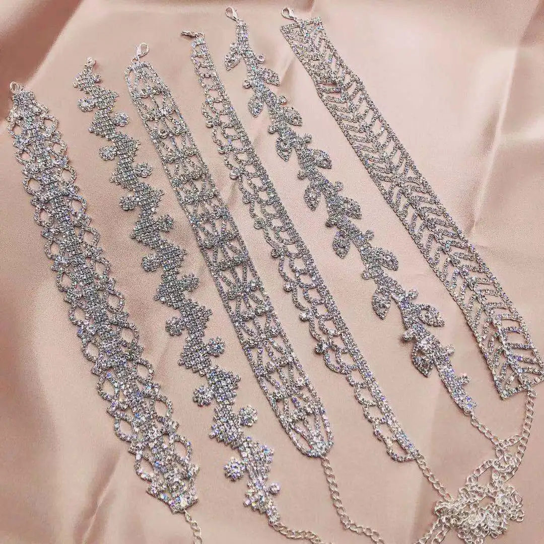 

2021 Bohemia multi row Rhinestone Crystal Necklace Necklace bride wedding party luxury crystal clavicle chain necklace wholesale