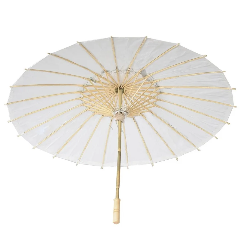 

30pcs Bamboo Diameter 23.6inch Wedding Umbrella Parasol White Paper Long Handle Wedding Bridal Favor Parasol Adult Size