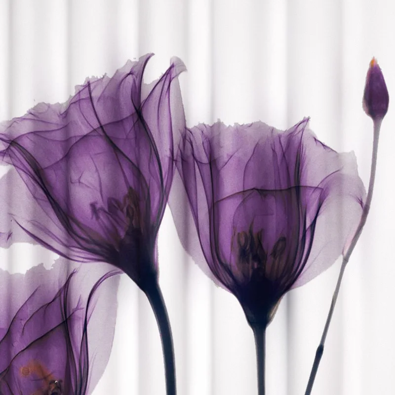 3D Purple Tulip Flower Printed Bathroom Curtain Polyester Waterproof Home Decor With Hook 180x200cm | Дом и сад
