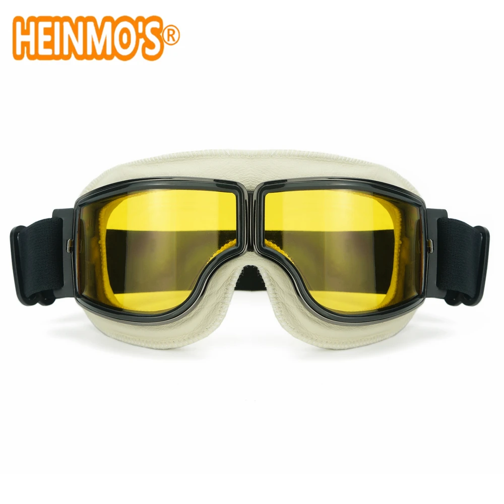 Винтаж Половина шлем очки с желтыми линзами в байкерском стиле пилота Байкерская