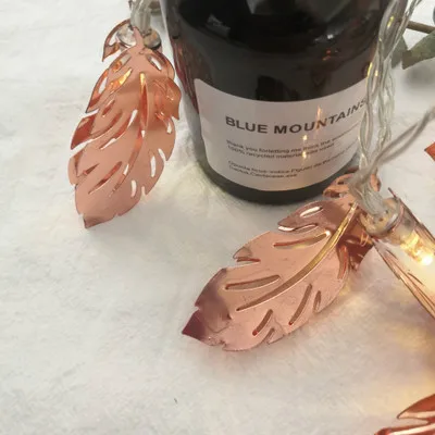 Светодиодный светильник новинка розовое золото из кованого железа перо листья 10