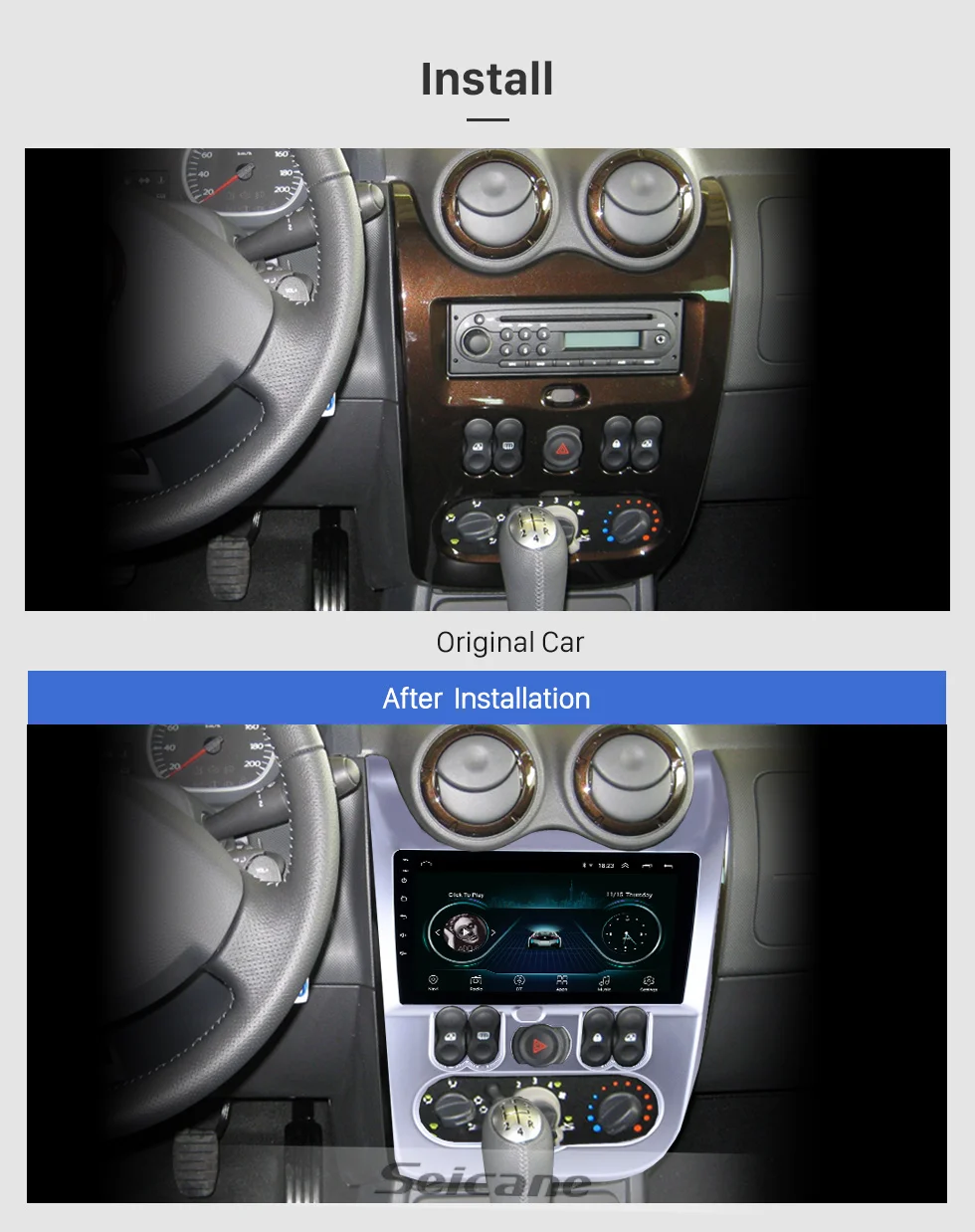 Seicane автомобильный Android 8,1 HD " Bluetooth навигация для Renault Duster/Logan 2009-2013 USB AUX gps авто стерео Поддержка Carplay 3g wifi