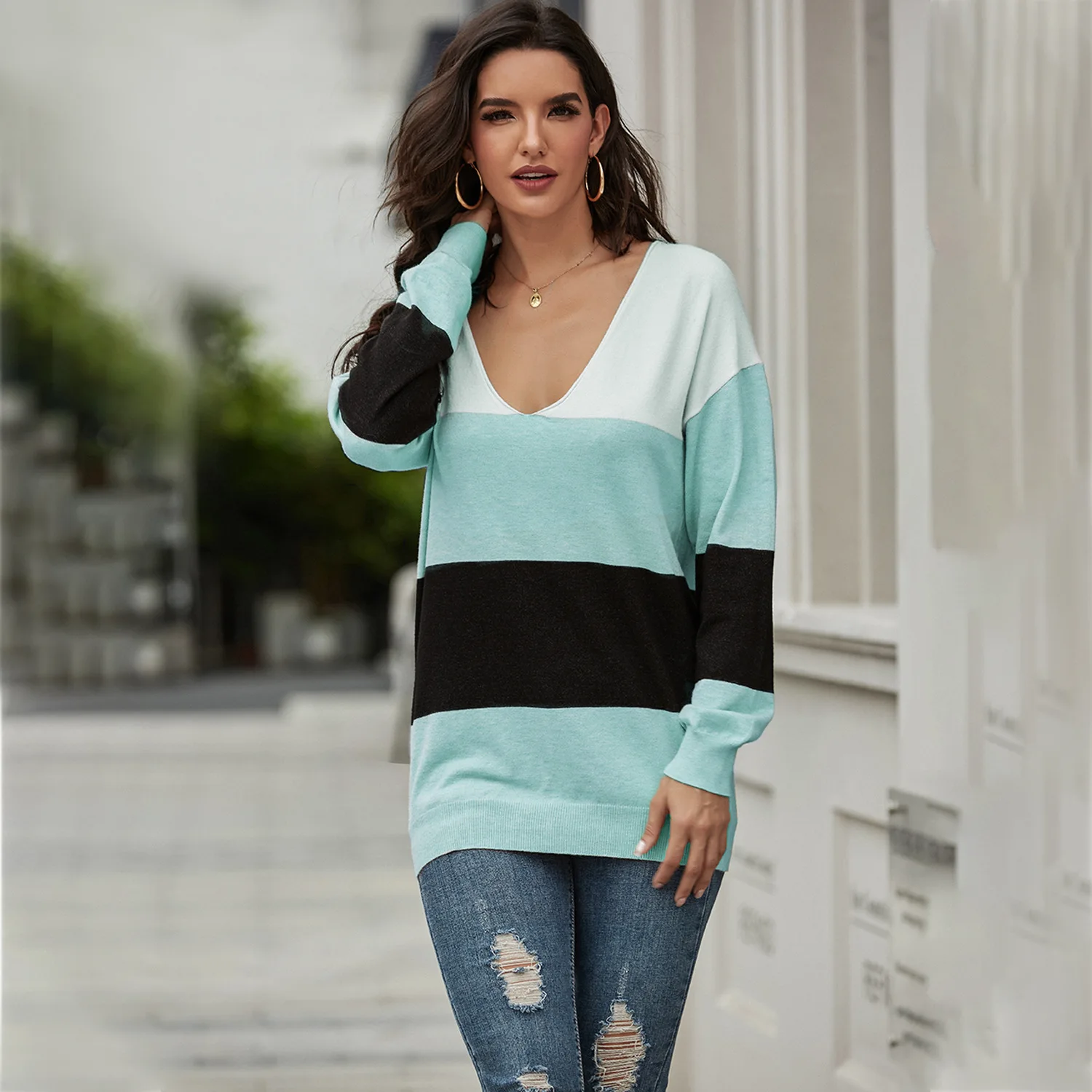 

Women's Sweater V-neck Lazy Loose tumn Winter