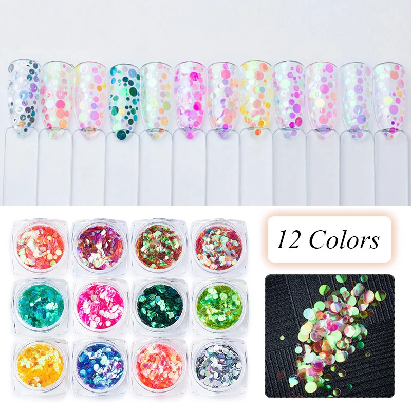 Блестки для ногтей с четырьмя лилилиями красочные круглые пайетки маникюрные