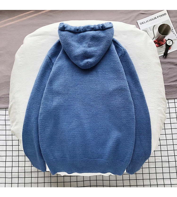 Winter Hooded Sweater Men's Warm Fashion Solid Color Casual Knit Pullover Men Wild Knitting Sweaters Male Sweter Clothes M-2XL