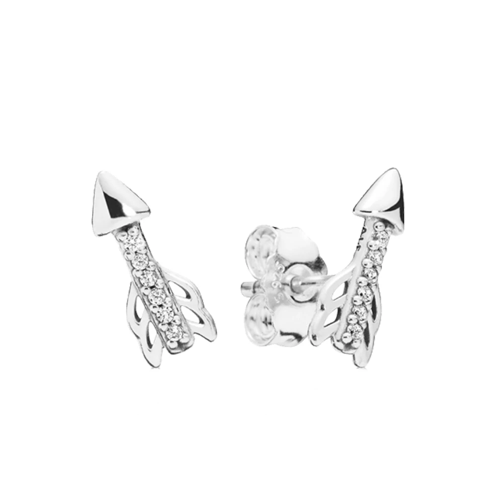 Новые Сверкающие серьги гвоздики со стрелками прозрачные CZ модные оригинальные
