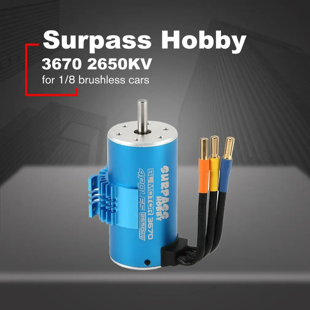 

SURPASS HOBBY 3670 2650KV 2Y 5mm Brushless Motor With Heat Sink For 1/8 RC Remote Control Car Parts Component