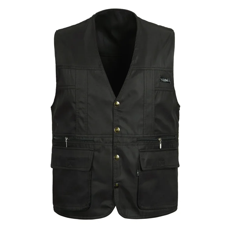 

2020 Autumn New Men's Multi-Sack Cloth Vest Double-Sided Solid Color Vest