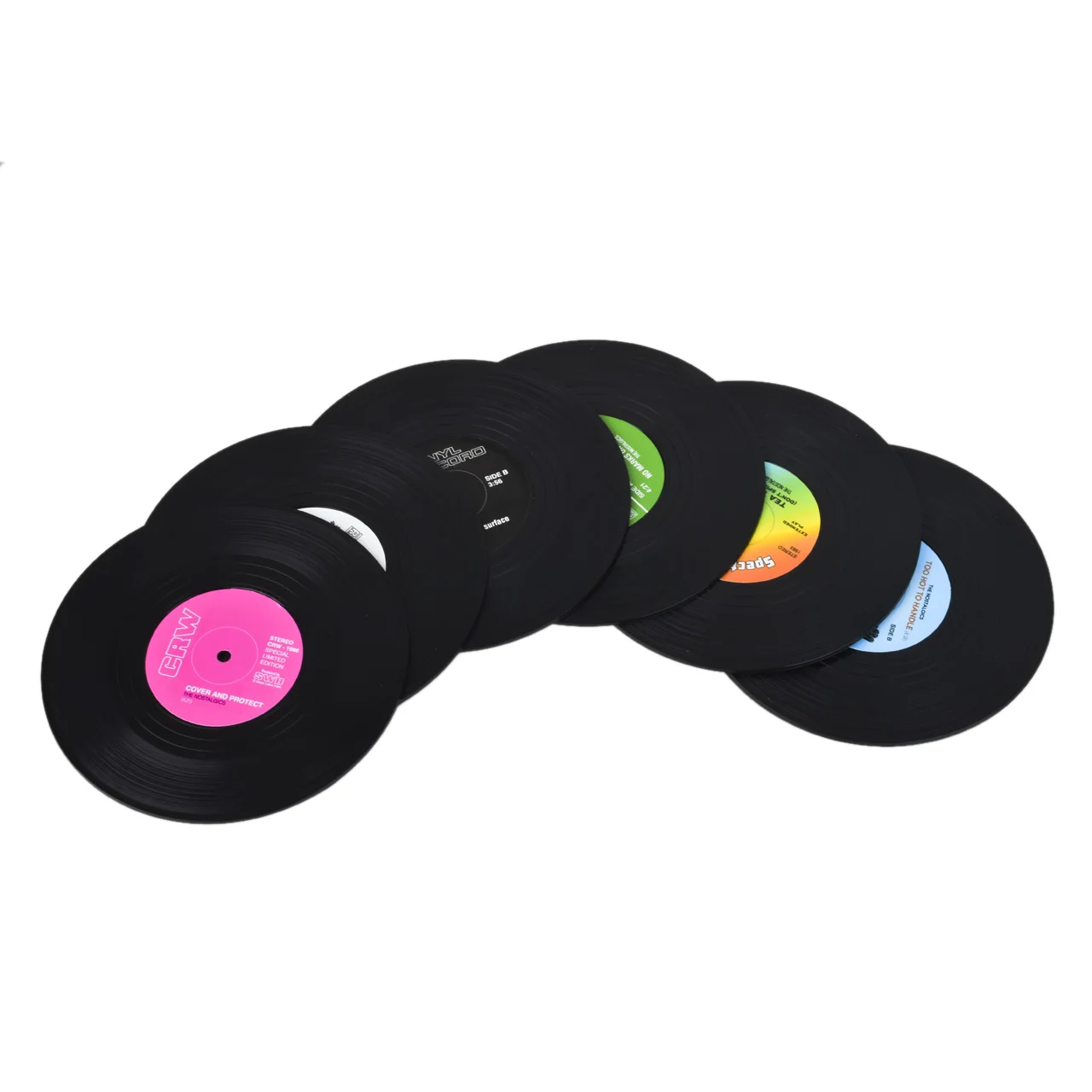 6Set Coasters Album Slip Vinyl Cup Mat Record Table Bar Mats Drink Decor Kitchen Tools [4] | Дом и сад