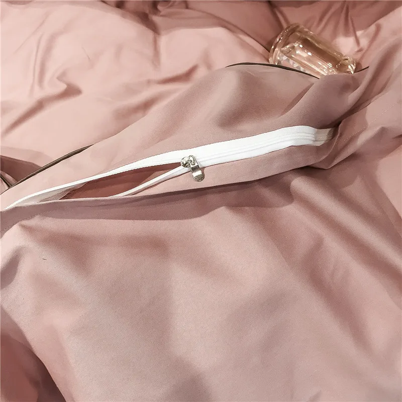 

2021 Four-piece bedding simple cotton double household bed sheet quilt cover embroidered twill comfortable bedding bean pink