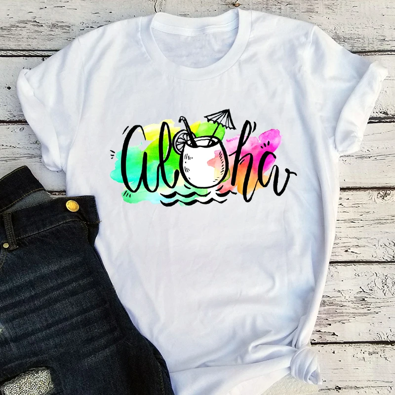 

Vintage Aloha Tees Beach Style Plus Fashion Vintage Clothes Woman Aloha Aesthetic Clothes Women Plus Size Summer Tops L