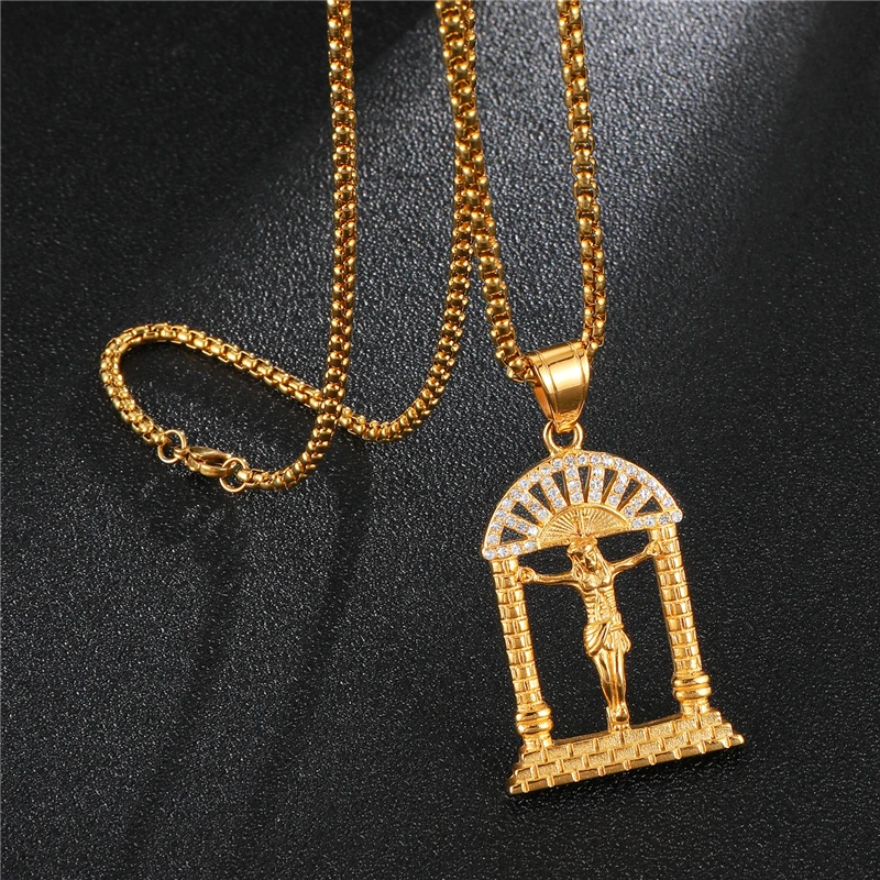 Мужское колье из нержавеющей стали с микро-паве | Украшения и аксессуары