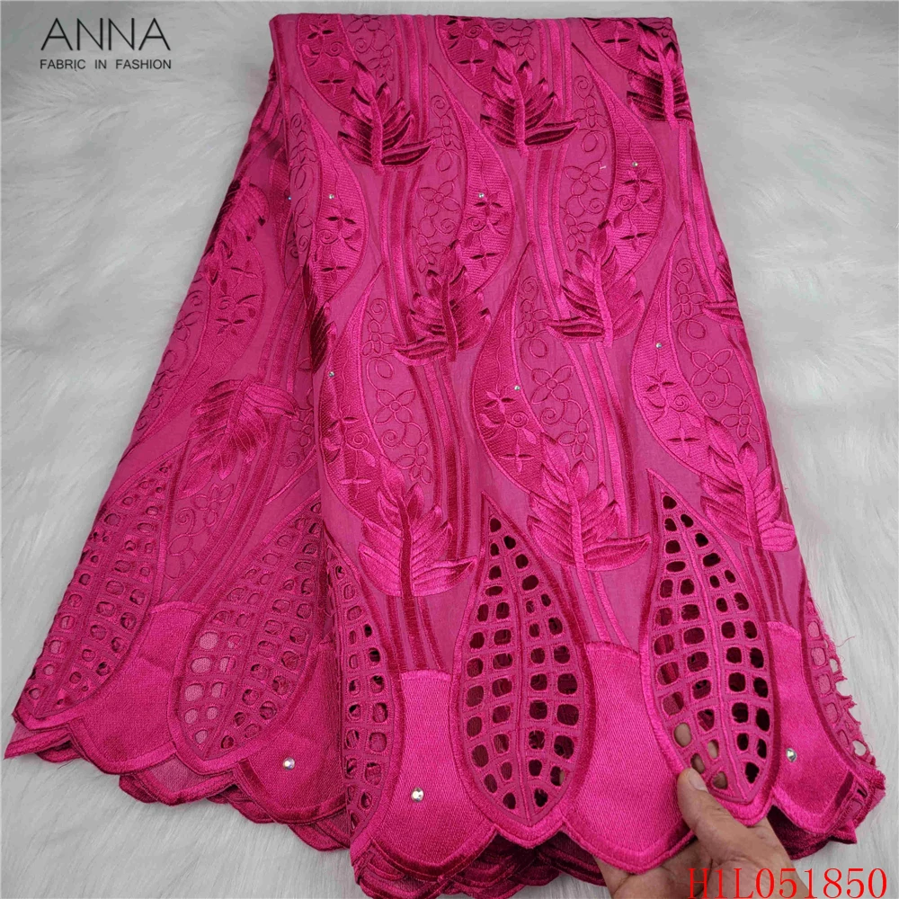 

Anna popular african fabric 100% cotton fabric 5 yards embroidery french tissu lace with rhinestones and stones for sewing dress