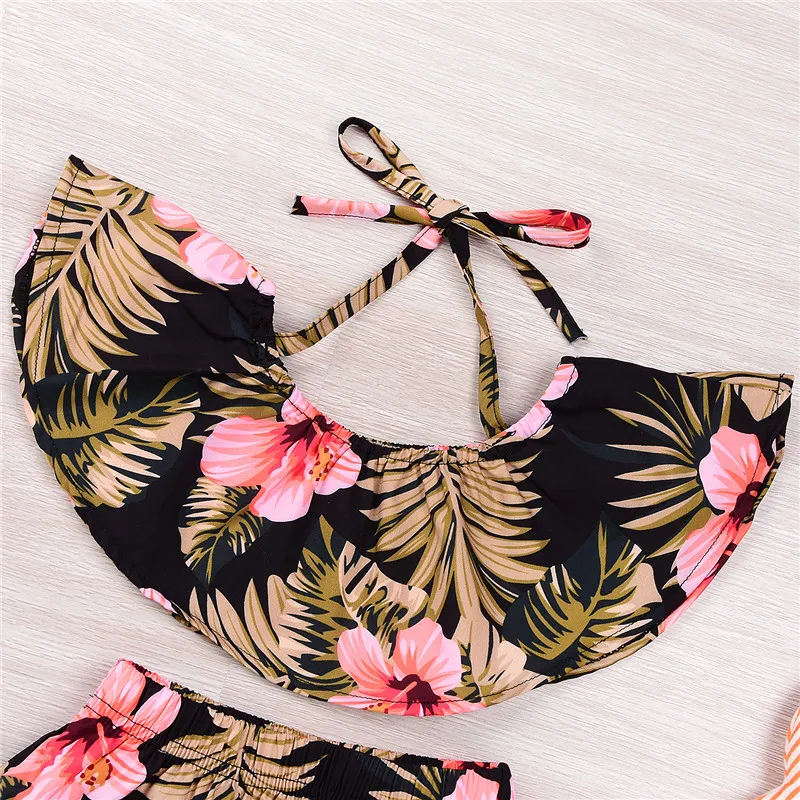 Купальник с оборками для новорожденных комплект бикини маленьких девочек