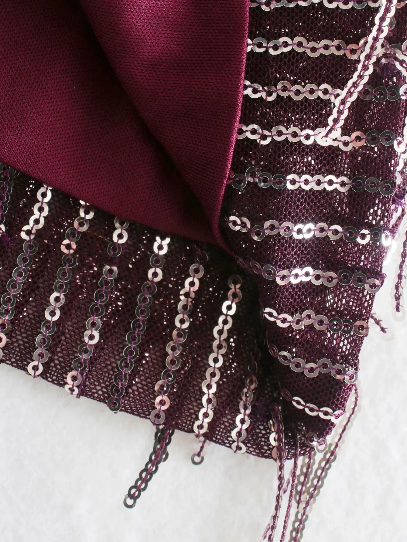 

New Fashion Sexy Women V Ncek Solid Tassel Sequined Glitter Stitching Shining Club Sheath Long Sleeved Mini Dress for Female