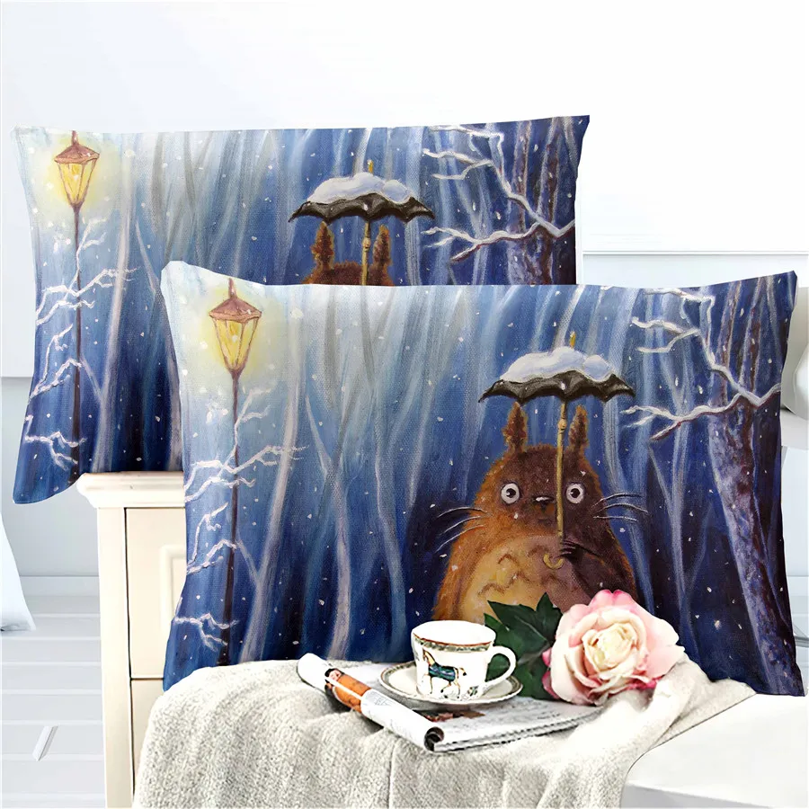 

HELENGILI 3D Bedding Set Totoro Campus Badge Print Duvet Cover Set Bedcloth with Pillowcase Bed Set Home Textiles #LM-03