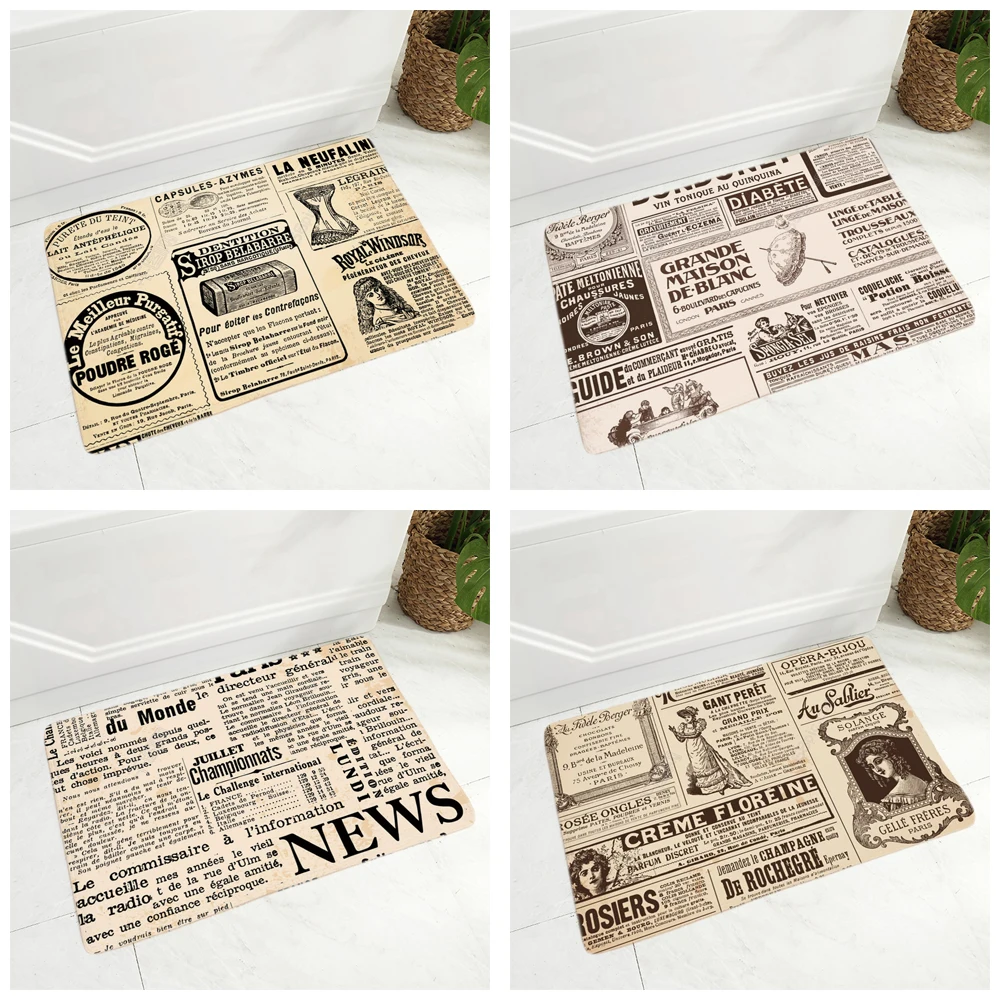 Винтажный напольный коврик в виде газеты для детской комнаты спальни