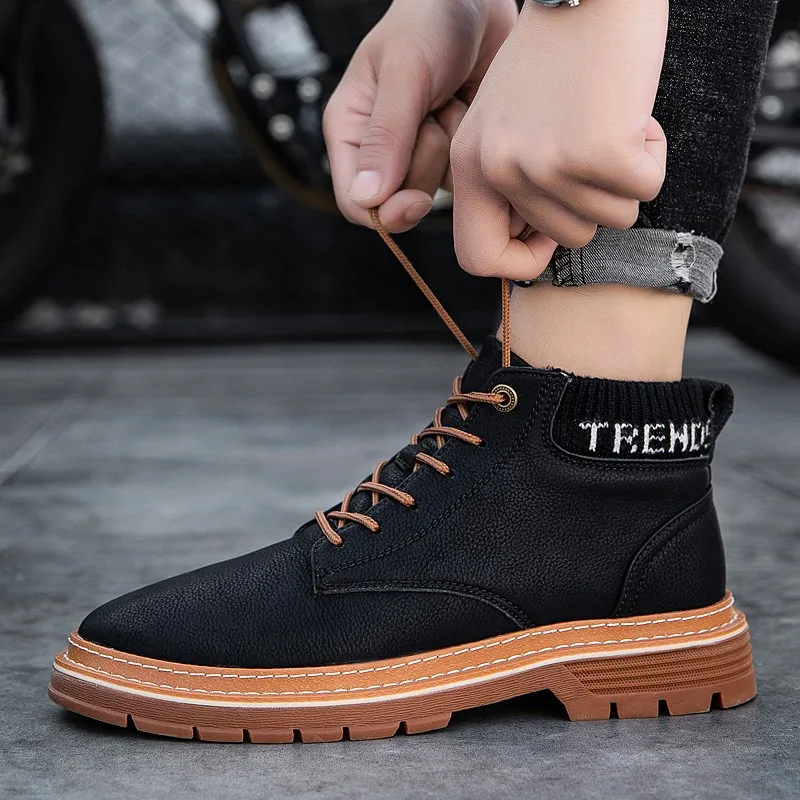 

Men Boots Fashion Leather Mens Boots High Quality Tooling Boots Outdoor Casual Shoes