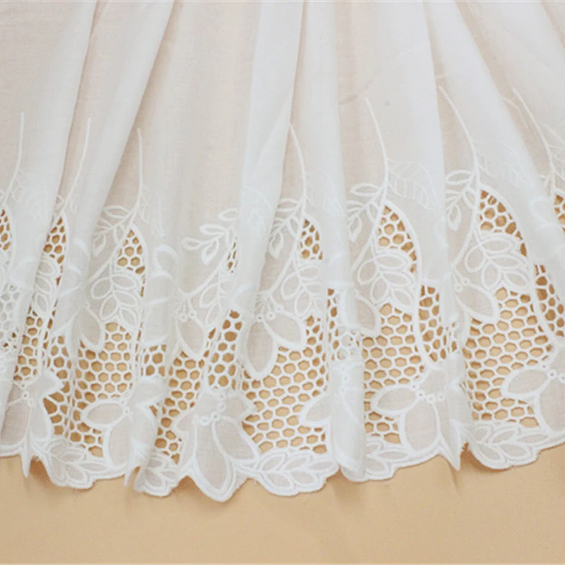 

2yards/lot Exquisite Pure Cotton Embroidery Lace Openwork Cotton Cloth DIY Clothing Accessories Curtains width 33cm VQX162513