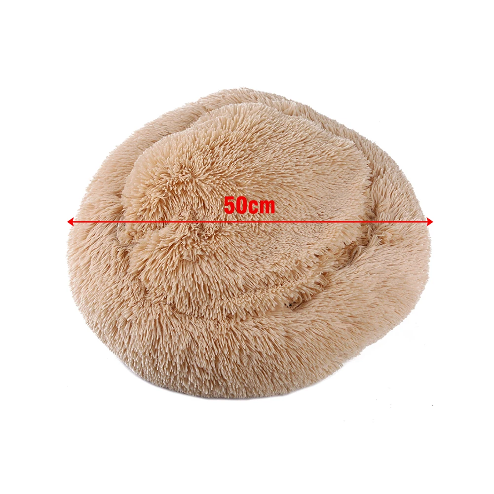 

Super Soft Pet Bed Kennel Round Cat Winter Warm Sleeping Bag Long Plush Puppy Cushion Mat Portable Cat Supplies 50/60/70/80cm