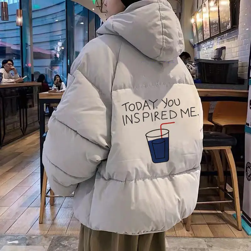 

2021 Winter New Cotton Padded Clothes Male Students Korean Fashion Padded Jacket Thickened Bread Clothes Loose Warm Clothes