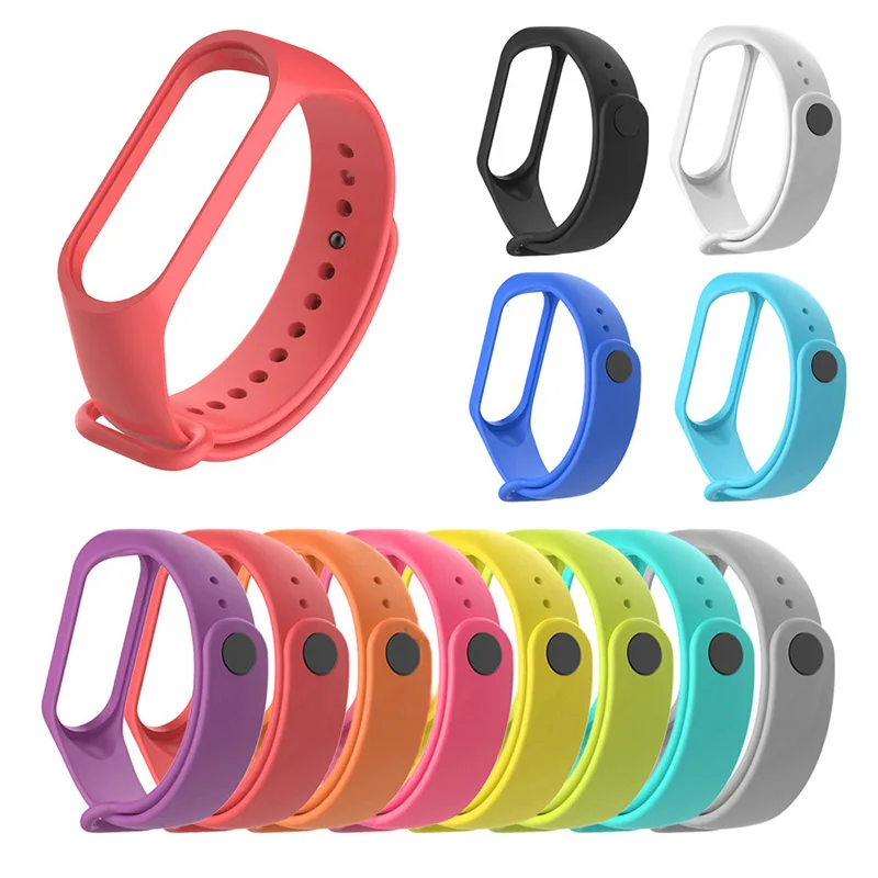 Ремешок силиконовый для Xiaomi Mi Band 4 3 Черный Сменный браслет на запястье |