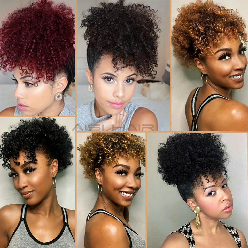 AISI HAIR афро пуховик с кулиской хвост челкой синтетические короткие кудрявые