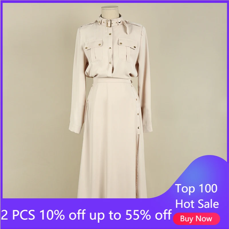 

Женское длинное платье-рубашка, элегантная офисная одежда во французском стиле, модель 2021 #, осень 5133