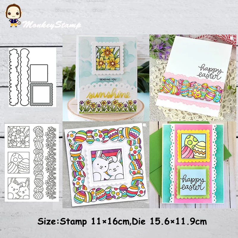 Трафарет для скрапбукинга с изображением обезьяны Банни цветка Буша