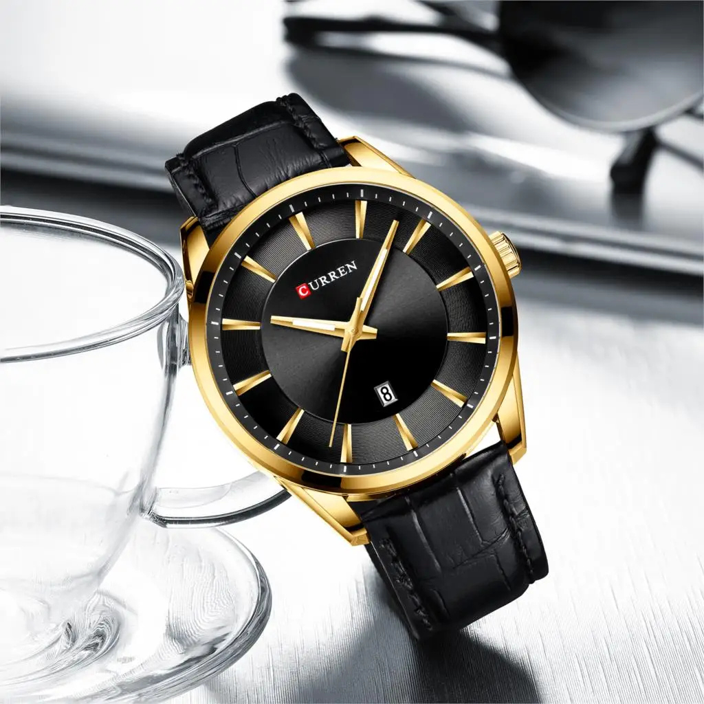 

Fashion Casual Watches Clock New Men Luxury Brand Watch Simple Quartz Wristwatch with Leather Male Watches Black