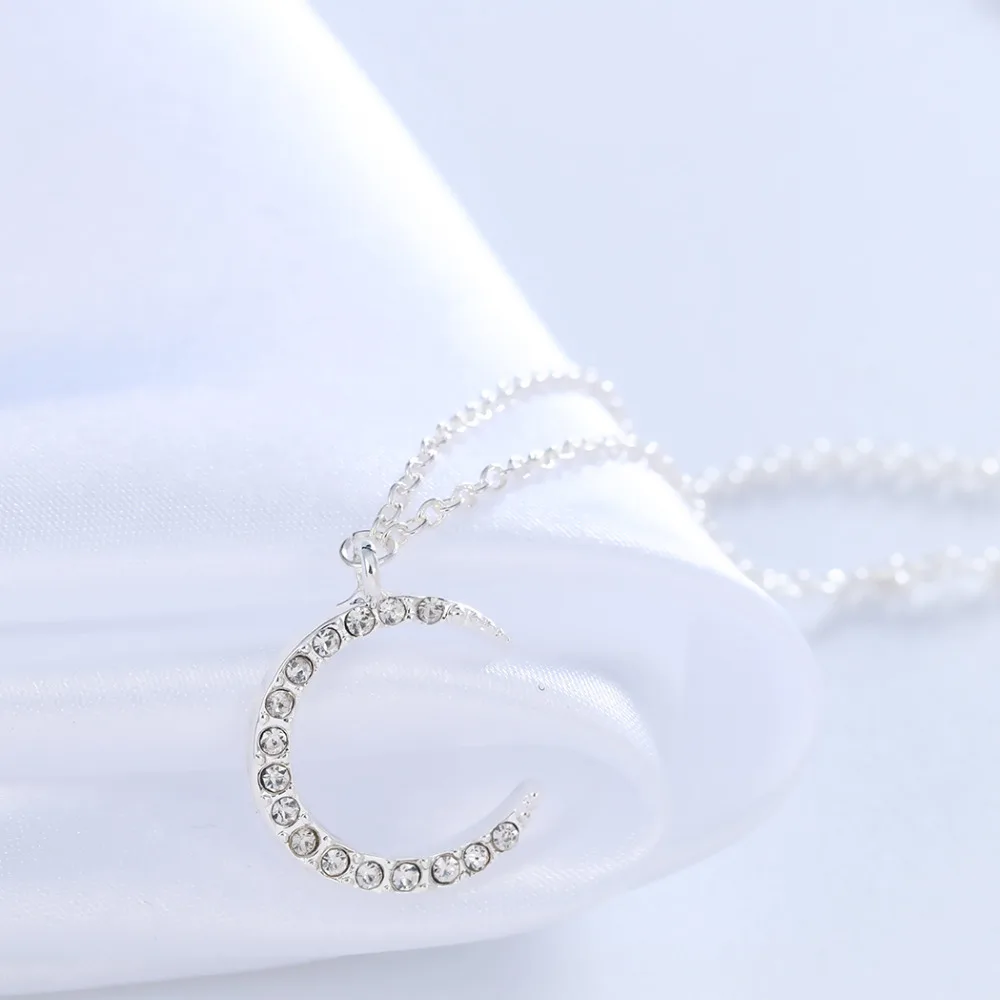 Kinitial циркон кристалл луна кулон ожерелье половина Луны Шарм ожерелья для женщин