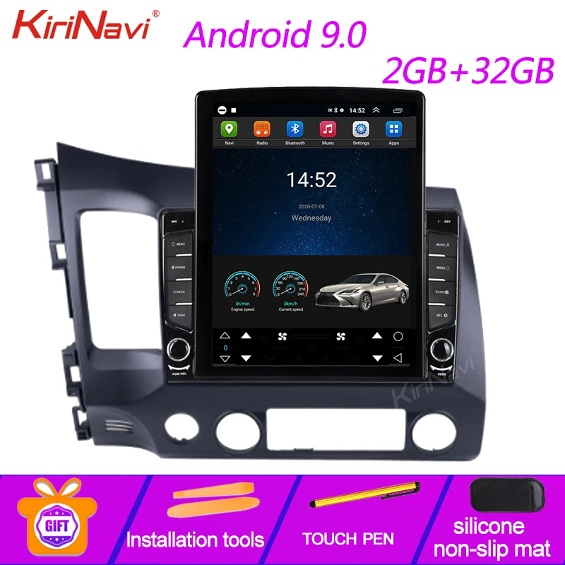 Автомагнитола KiriNavi 9 7 дюйма в стиле Tesla Android 0 GPS навигация для Honda Civic мультимедиа Wi