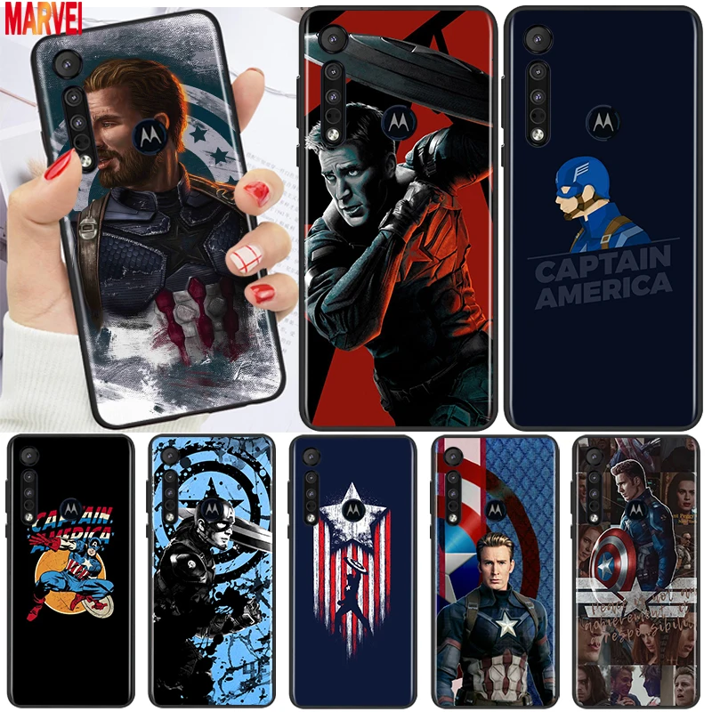 

Cool Captain America Art For Motorola G9 G8 G Edge One E7 E6 Power Lite Marco Hyper Fusion Plus Play Black Phone Case Cover