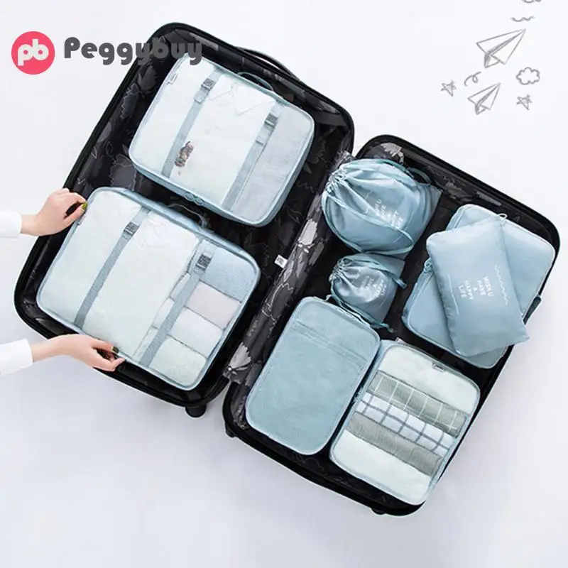 

8pcs/set Travel Storage Bags Shoes Clothes Toiletry Organizer Luggage Pouch Kits Waterproof Luggage Packing Case Dropshipping