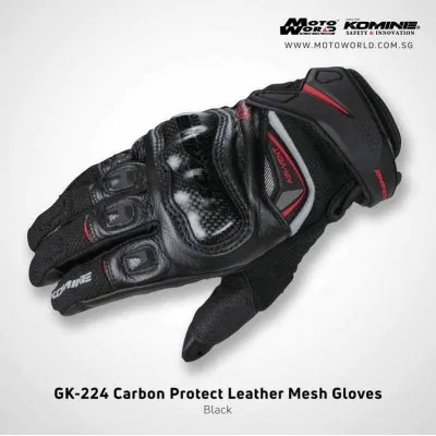 

Komine GK-224 GK 224 Carbon Protect Leather Mesh Gloves Motorcycle MTB Bike Riding Motocross Black Gloves For Men