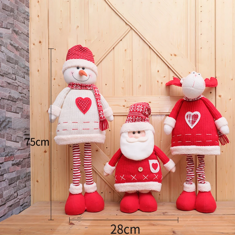 Mu&ntilde;ecos de Navidad retr&aacute;ctiles para ni&ntilde;os, figuritas de Pap&aacute; Noel, mu&ntilde;eco de nieve, alce, regalo de Navidad, adorno rojo para &aacute;rbol de Navidad-4