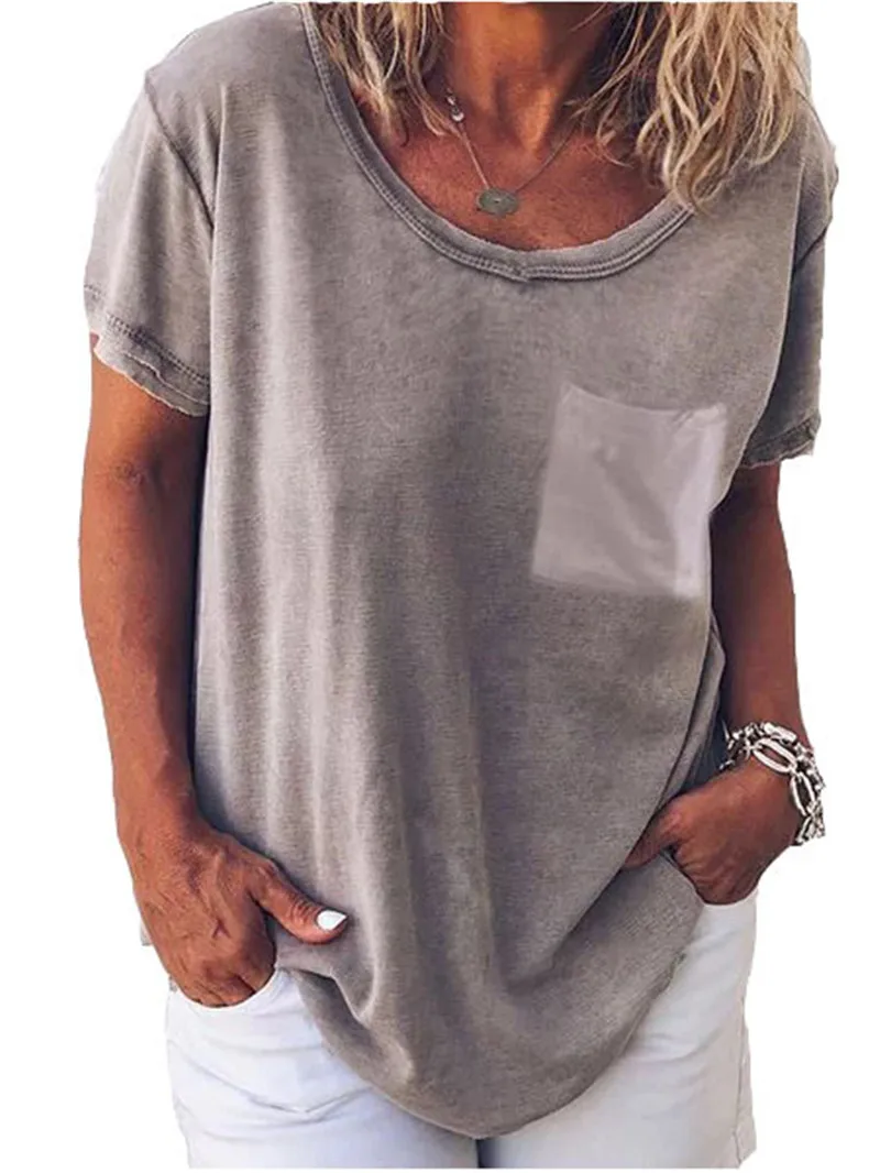 Female O-Neck Oversized T-Shirt Women Short Sleeve T-Shirts Summer Streetwear Sport Loose Tops Casual Gray Tee | Женская одежда