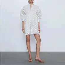 Новинка женское летнее платье белое элегантное Полупрозрачное с